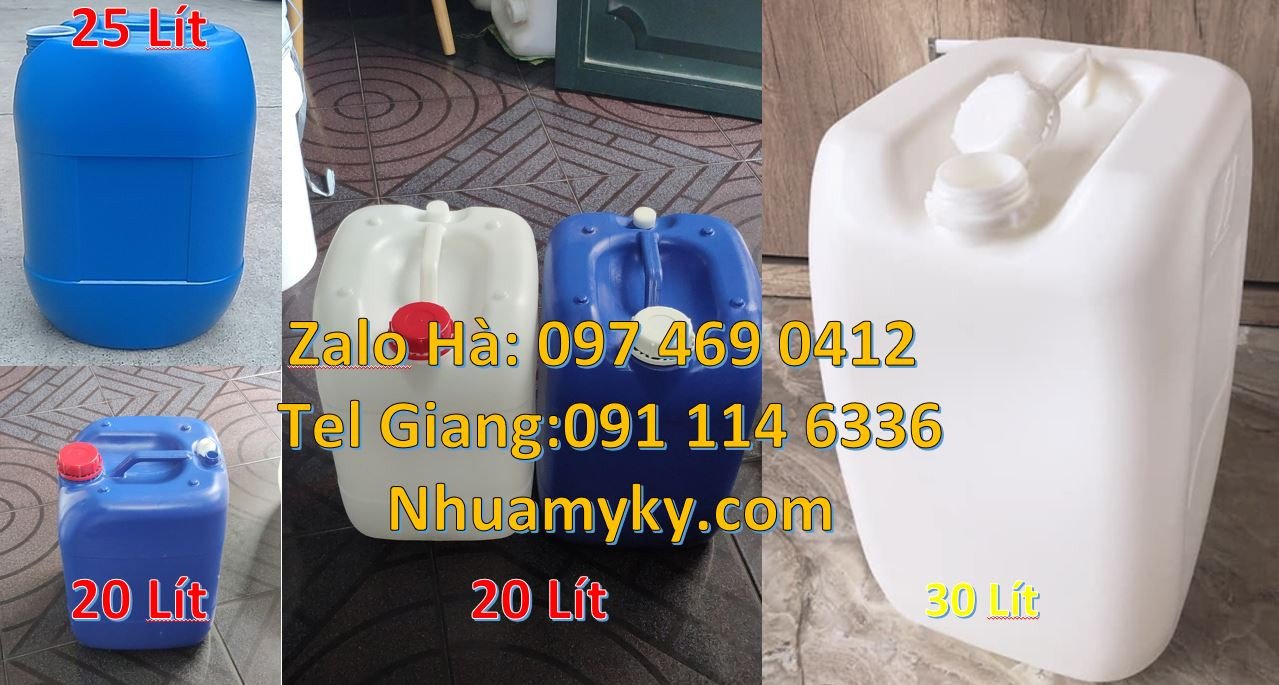 Bán can nhựa 25l màu trắng,can nhựa 30l dẹp đựng hóa chất,can nhựa đỏ