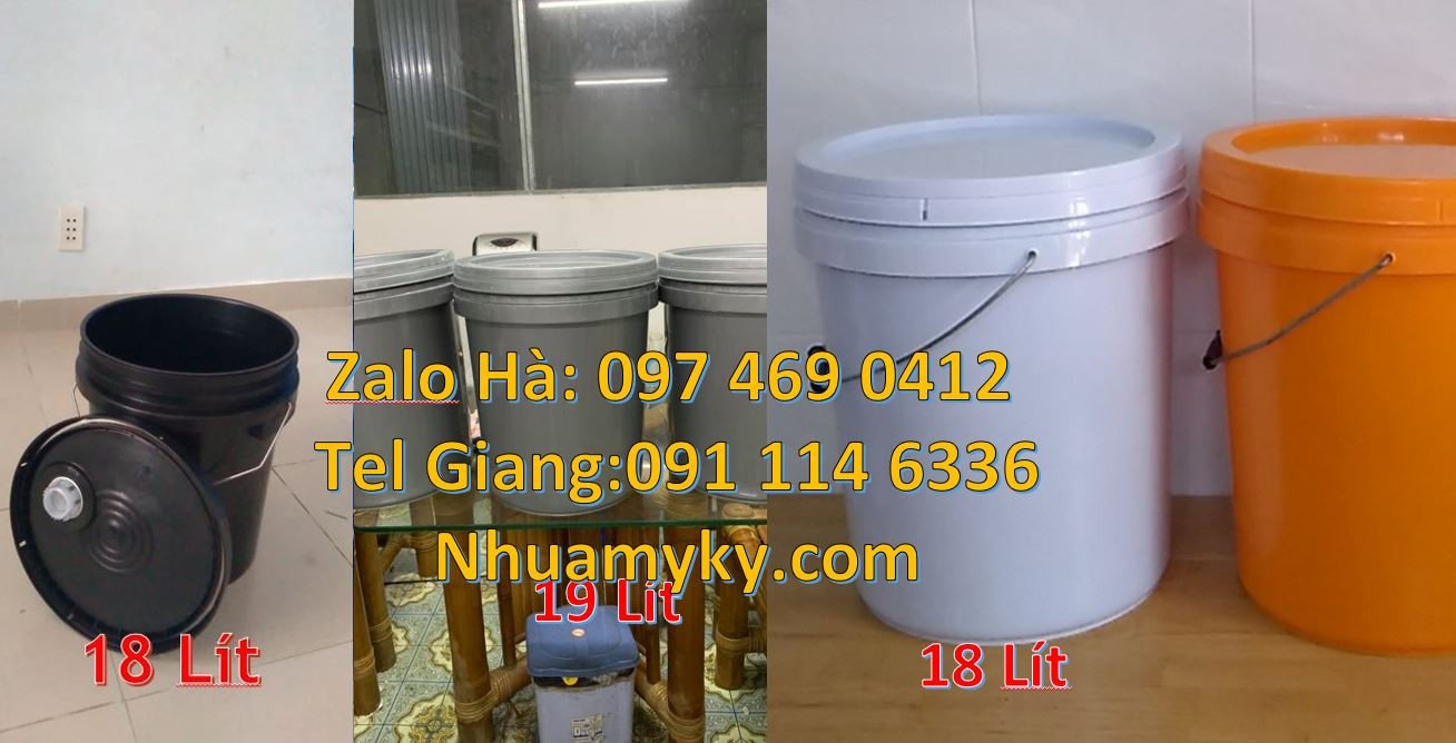 Bán xô nhựa nắp rót 20l màu trắng,vỏ thùng 18l quai sắt,thùng đưng sơn