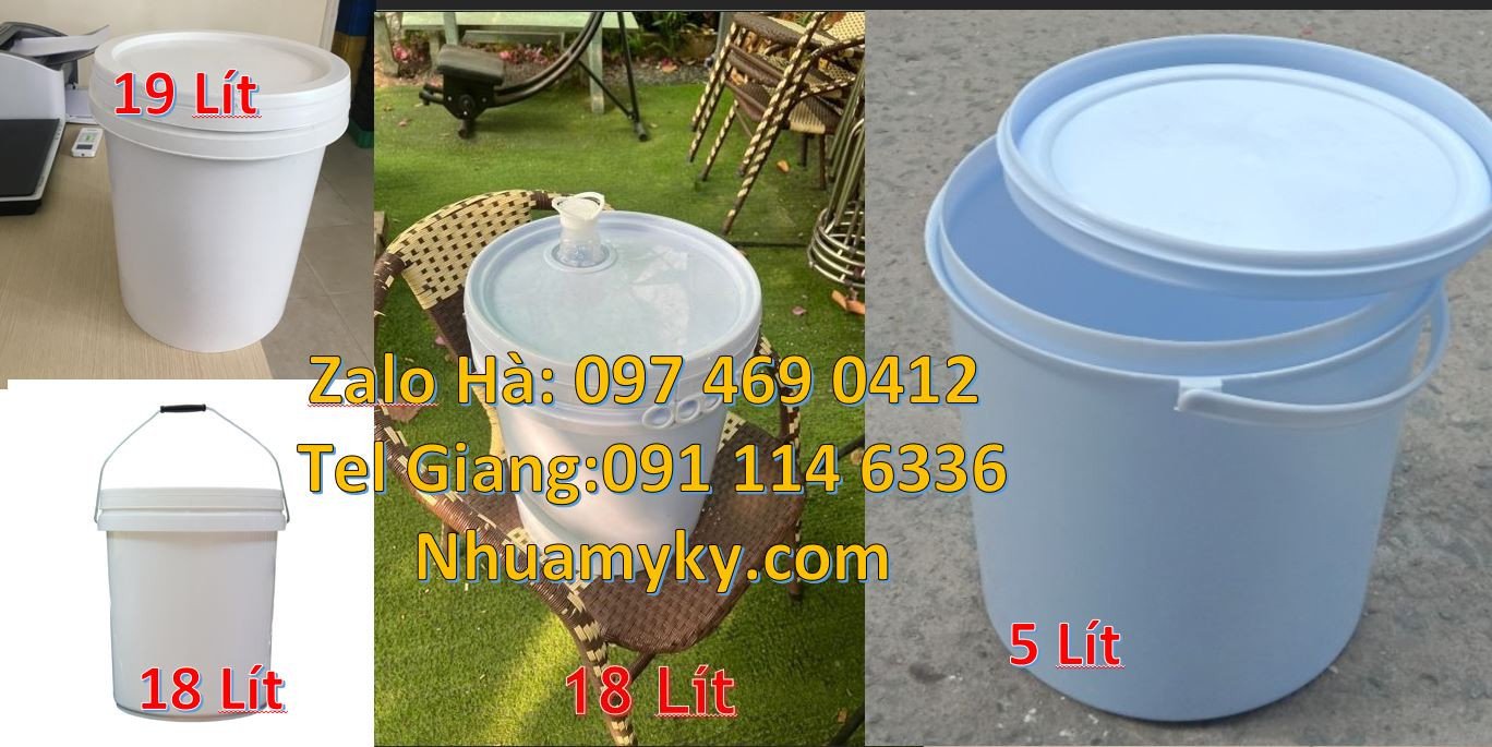 Bán xô nhựa nắp rót 20l màu trắng,vỏ thùng 18l quai sắt,thùng đưng sơn