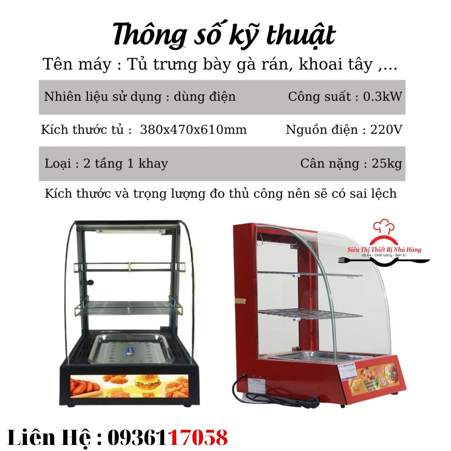 Tủ trưng bày giữ nóng thực phẩm 1 khay tiện lợi