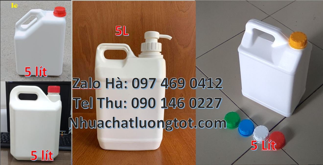 Cung cấp sĩ lẻ can nhựa nhỏ hdpe màu trắng xanh,can nhựa 5l đựng dầu
