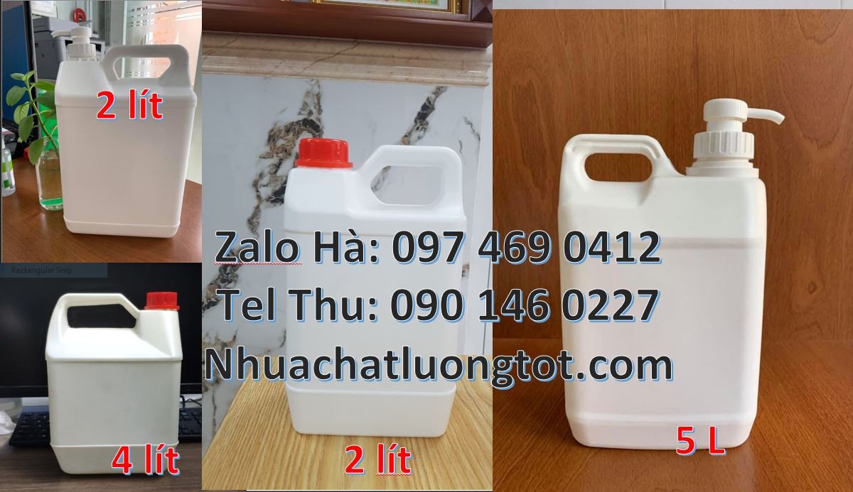 Cung cấp sĩ lẻ can nhựa nhỏ hdpe màu trắng xanh,can nhựa 5l đựng dầu