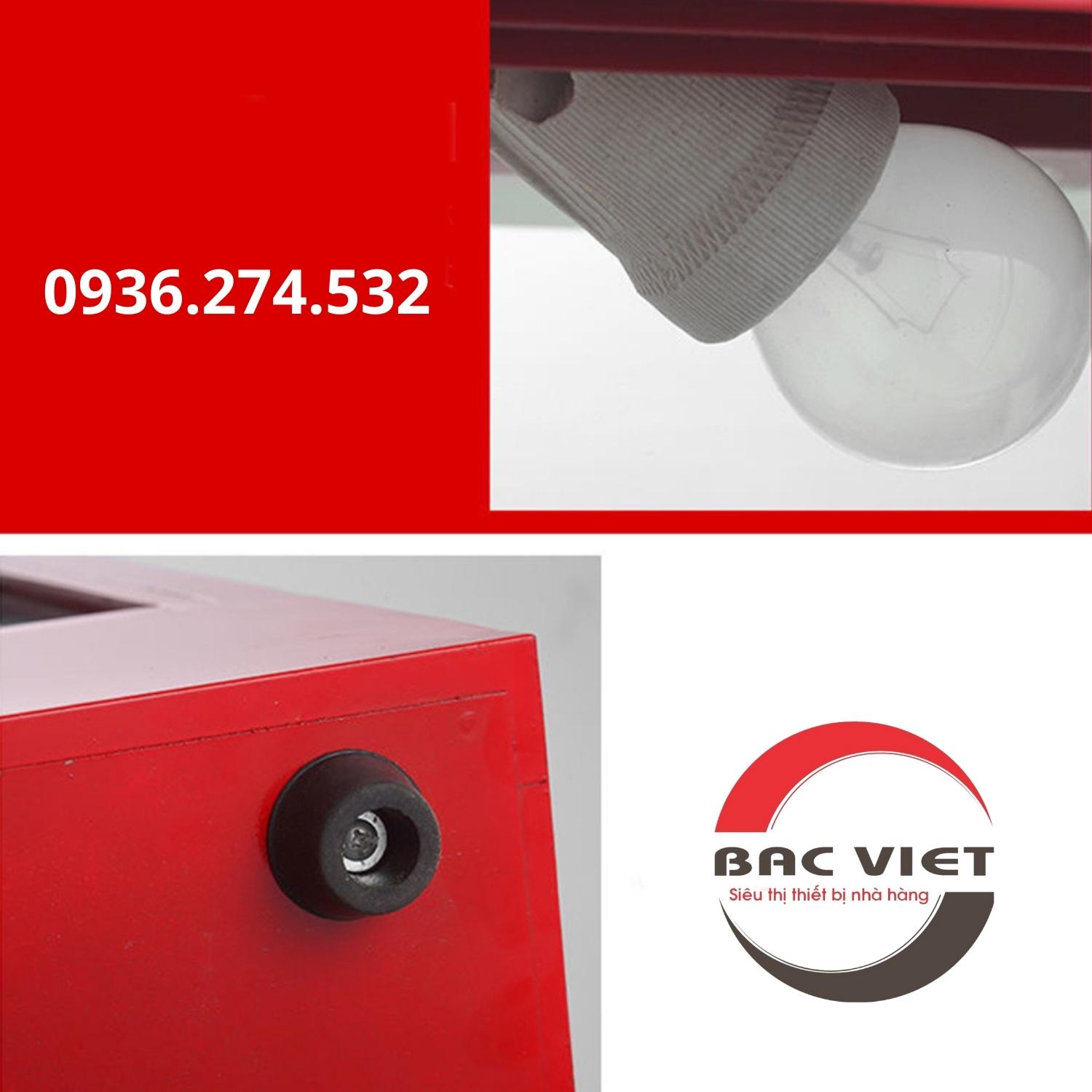 Tủ giữ nóng trưng bày đồ chiên rán kính cong 3 khay