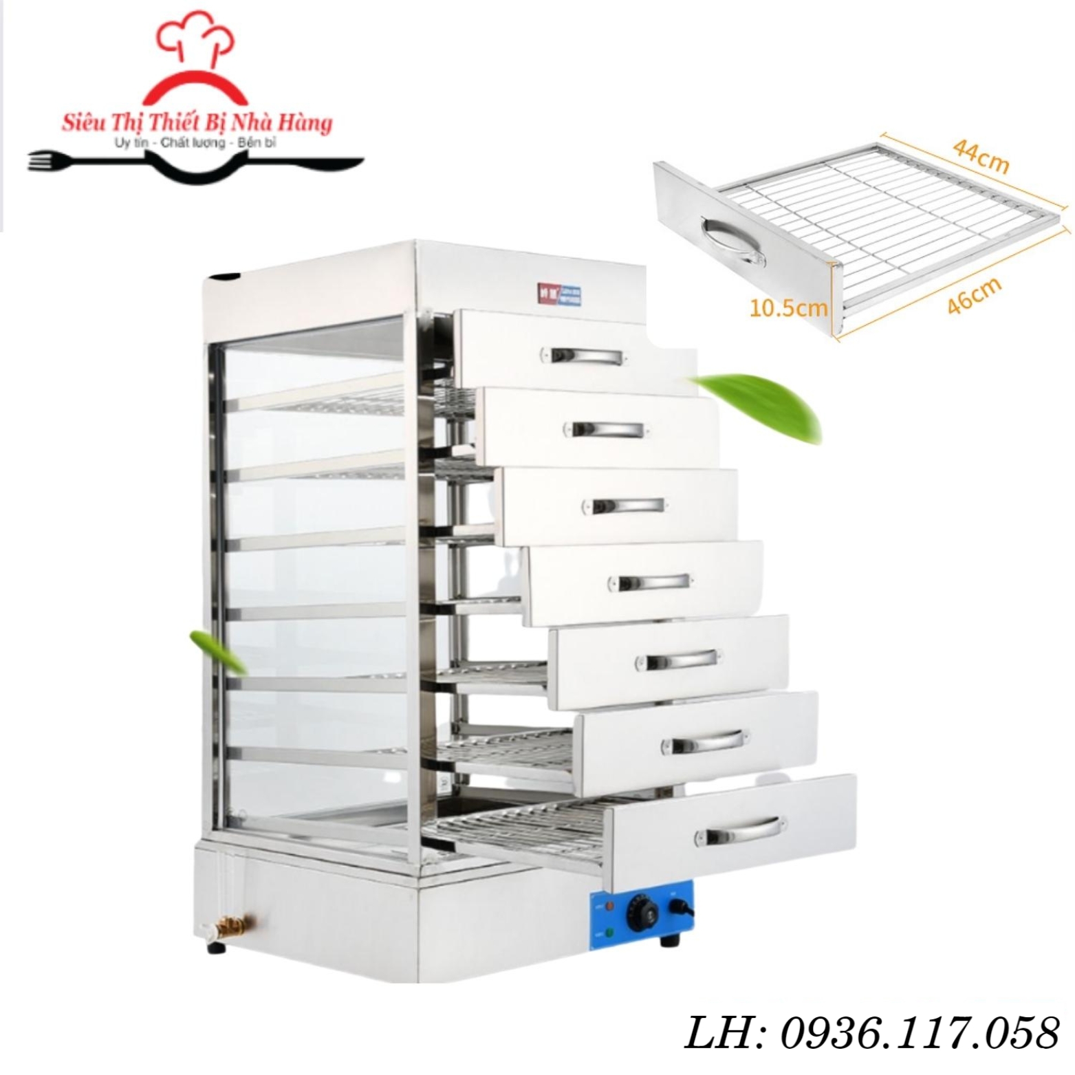 Tủ hấp nóng bánh bao 7 tầng 6 ngăn mẫu mới