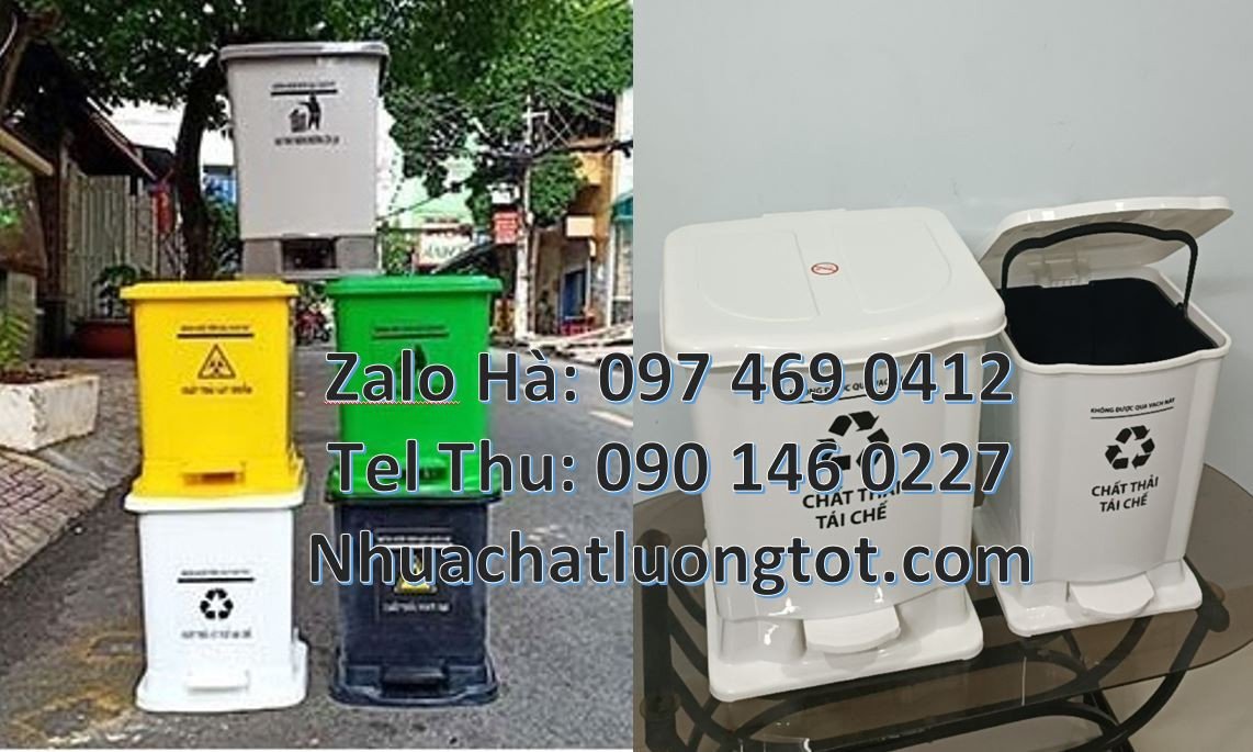 bán thùng rác y tế nắp mở 120l,thùng rác y tế đạp chân 60l màu xanh