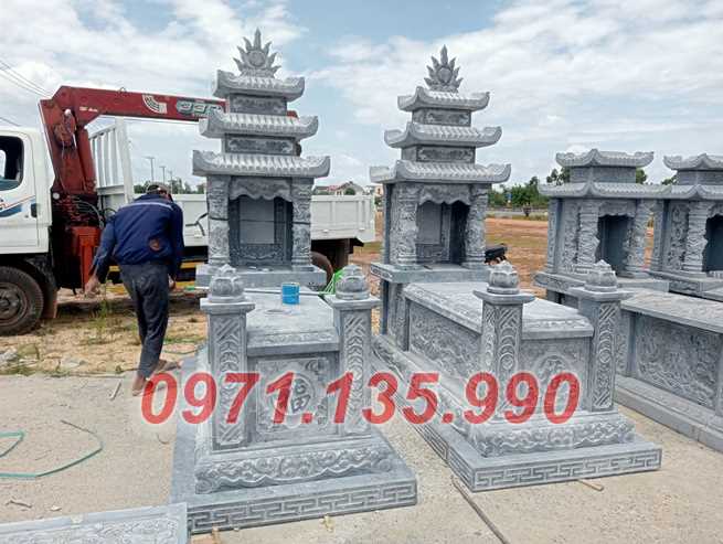 Mẫu mộ đá 1 2 3 Mái che đẹp - Lăng mộ đá có mái che đẹp bán Lâm Đồng