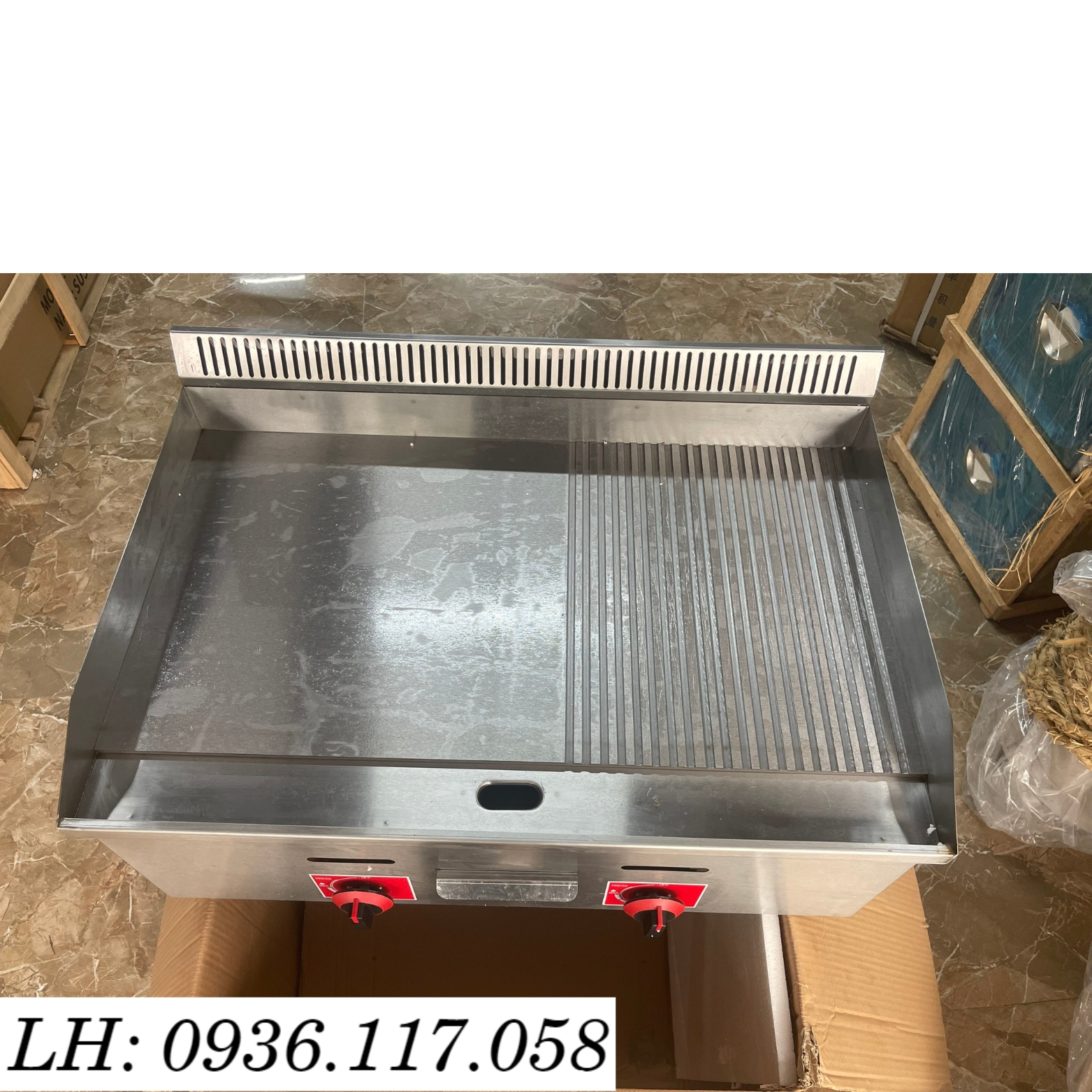 Bếp chiên rán mặt phẳng 722 có rãnh chạy gas