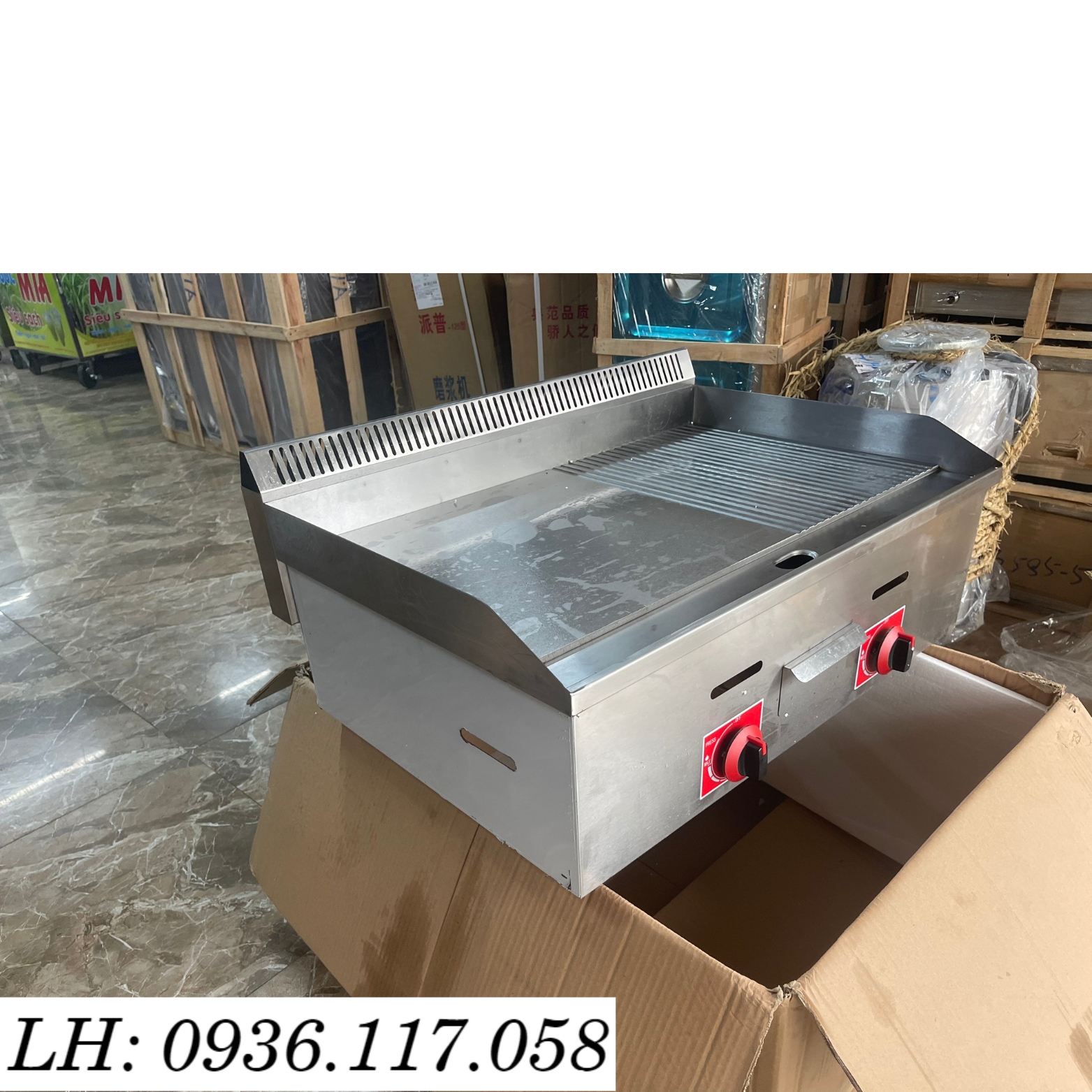 Bếp chiên rán mặt phẳng 722 có rãnh chạy gas