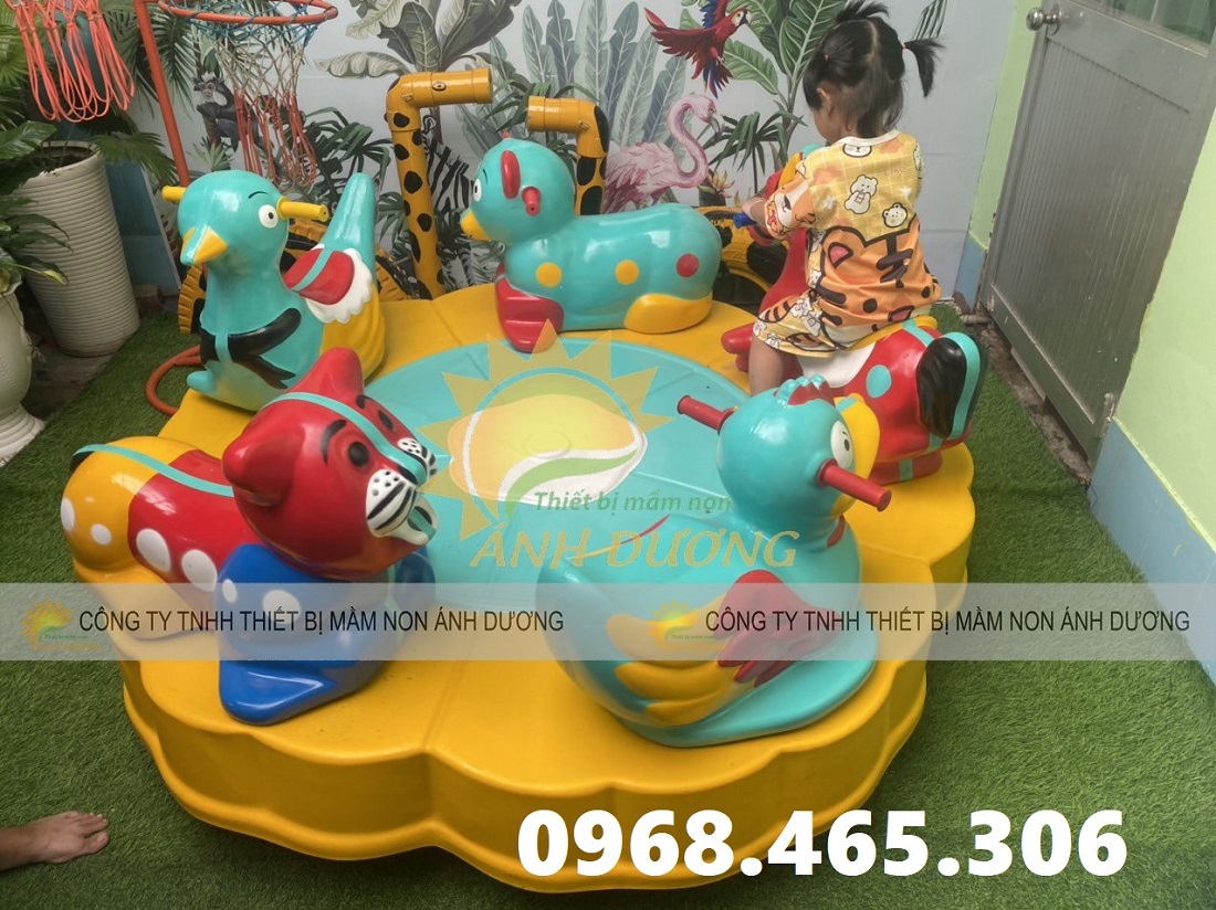Mâm xoay 5 con thú trẻ em, mâm xoay đồ chơi, đu quay mầm non nhiều mẫu