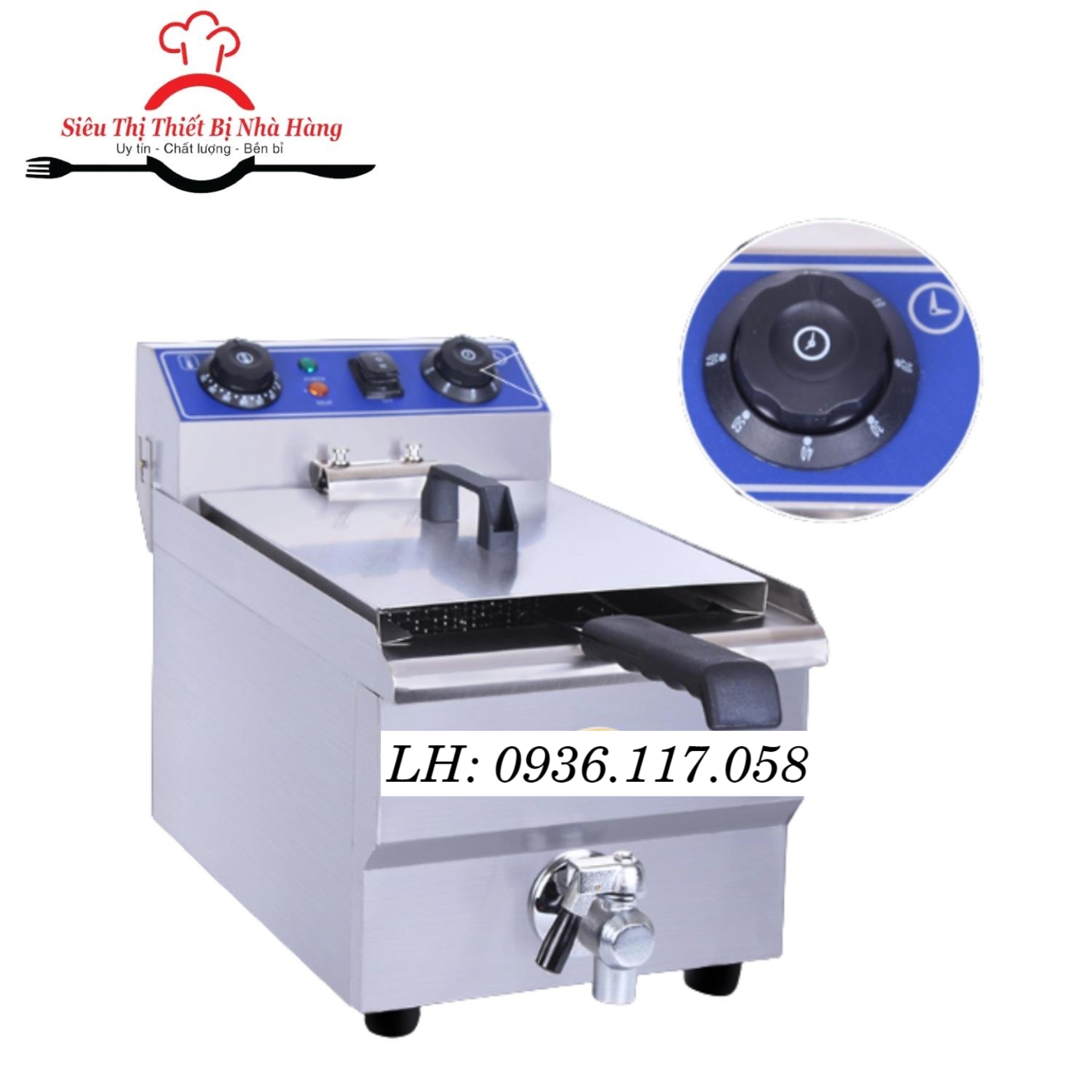 Bếp chiên nhúng 12L chính hãng siêu bền có van xả dầu thừa