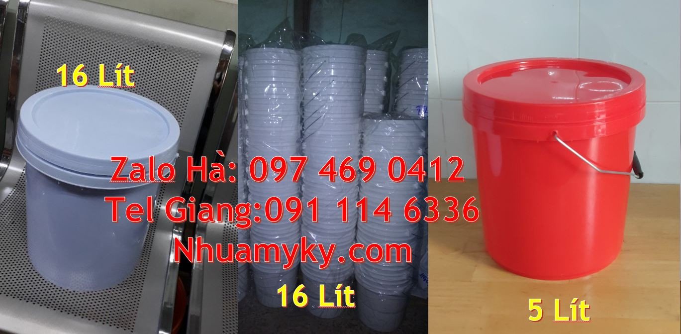 Bán xô nhựa 20l có nắp chiết rót,thùng đựng sơn có quai sắt giá rẻ hcm