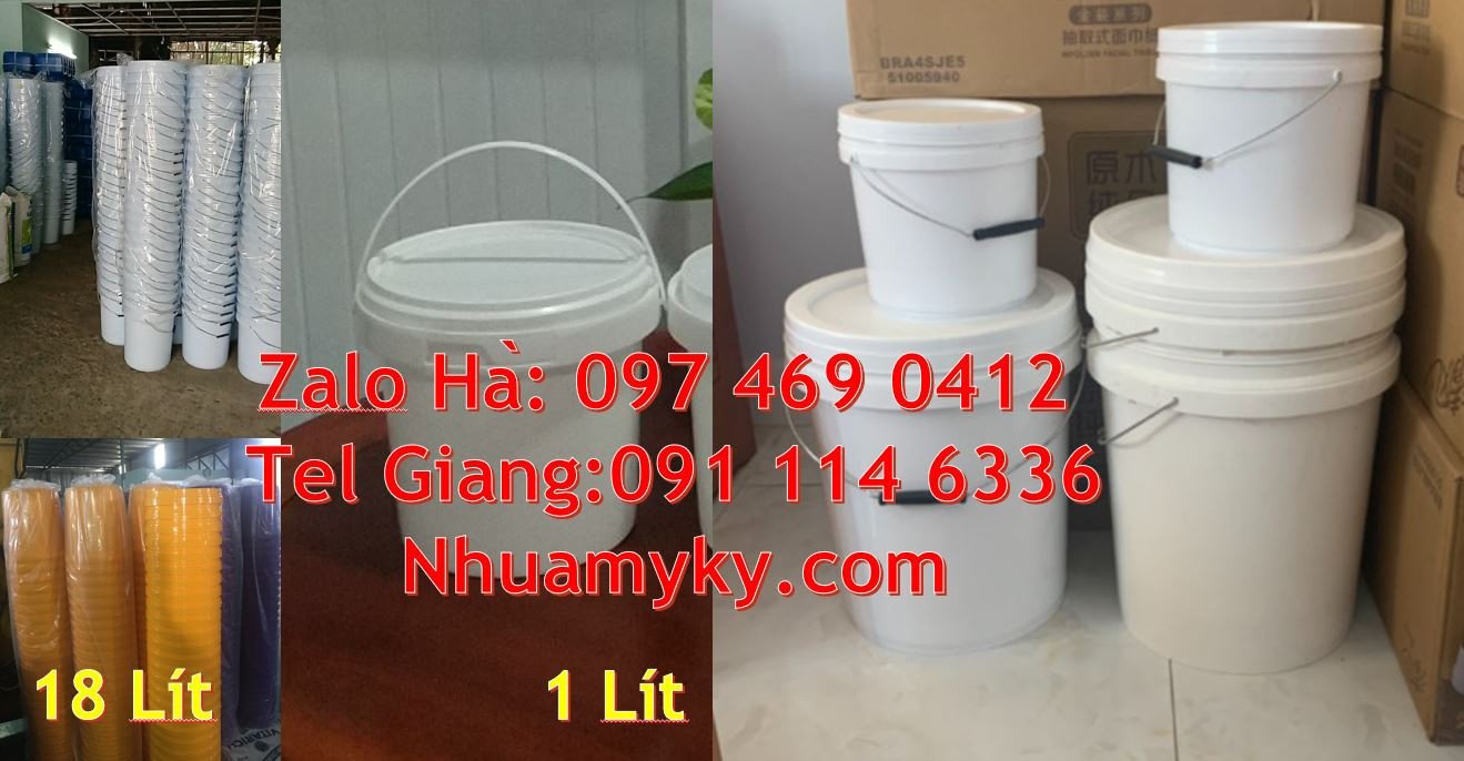 Bán xô nhựa 20l có nắp chiết rót,thùng đựng sơn có quai sắt giá rẻ hcm