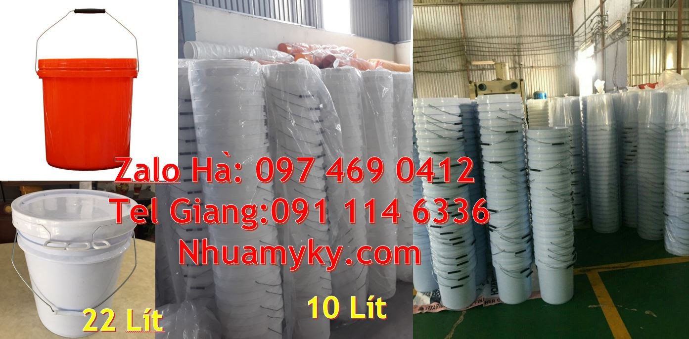 Bán xô nhựa 20l có nắp chiết rót,thùng đựng sơn có quai sắt giá rẻ hcm