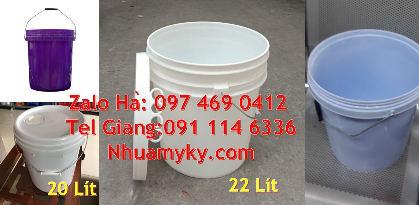 Bán xô nhựa 20l có nắp chiết rót,thùng đựng sơn có quai sắt giá rẻ hcm