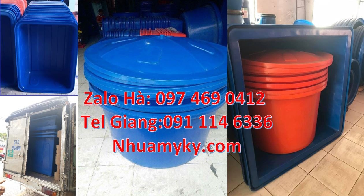 Bán thùng nhựa hình chữ nhật 1100l màu xanh,thùng nhựa tròn 1000l rẻ