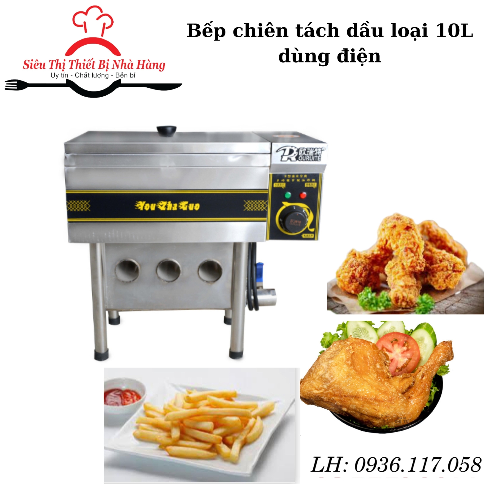 Bếp chiên tách dầu 10L có van xả tự động