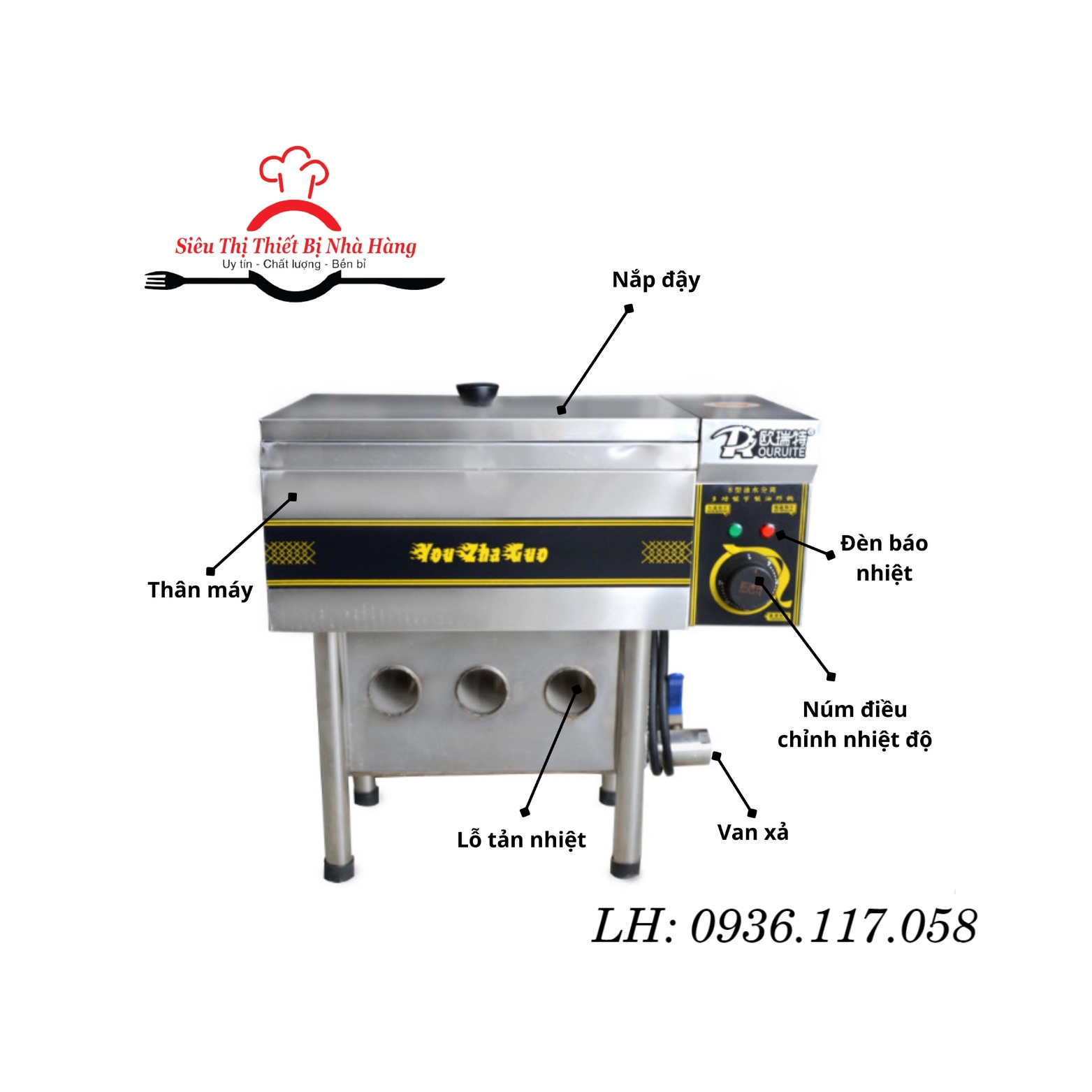 Bếp chiên tách dầu 10L có van xả tự động