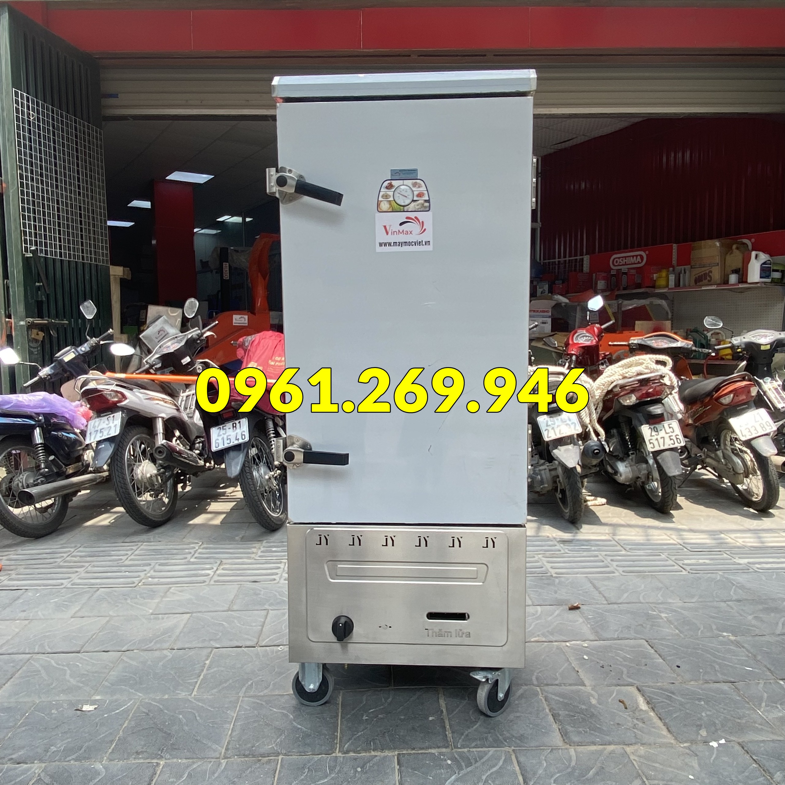 Tủ nấu cơm, hấp thực phẩm 12 khay ga chất liệu inox