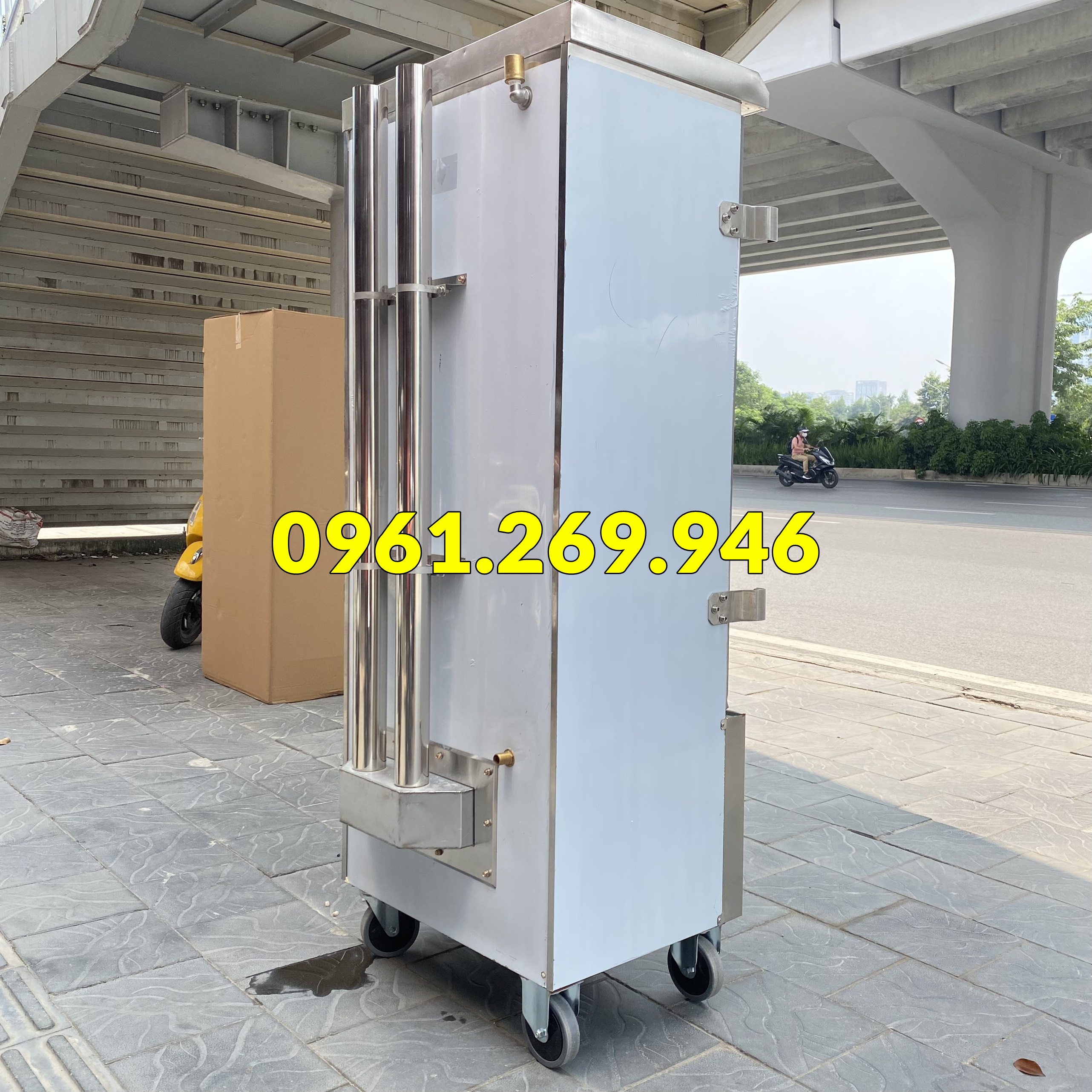 Tủ nấu cơm, hấp thực phẩm 12 khay ga chất liệu inox