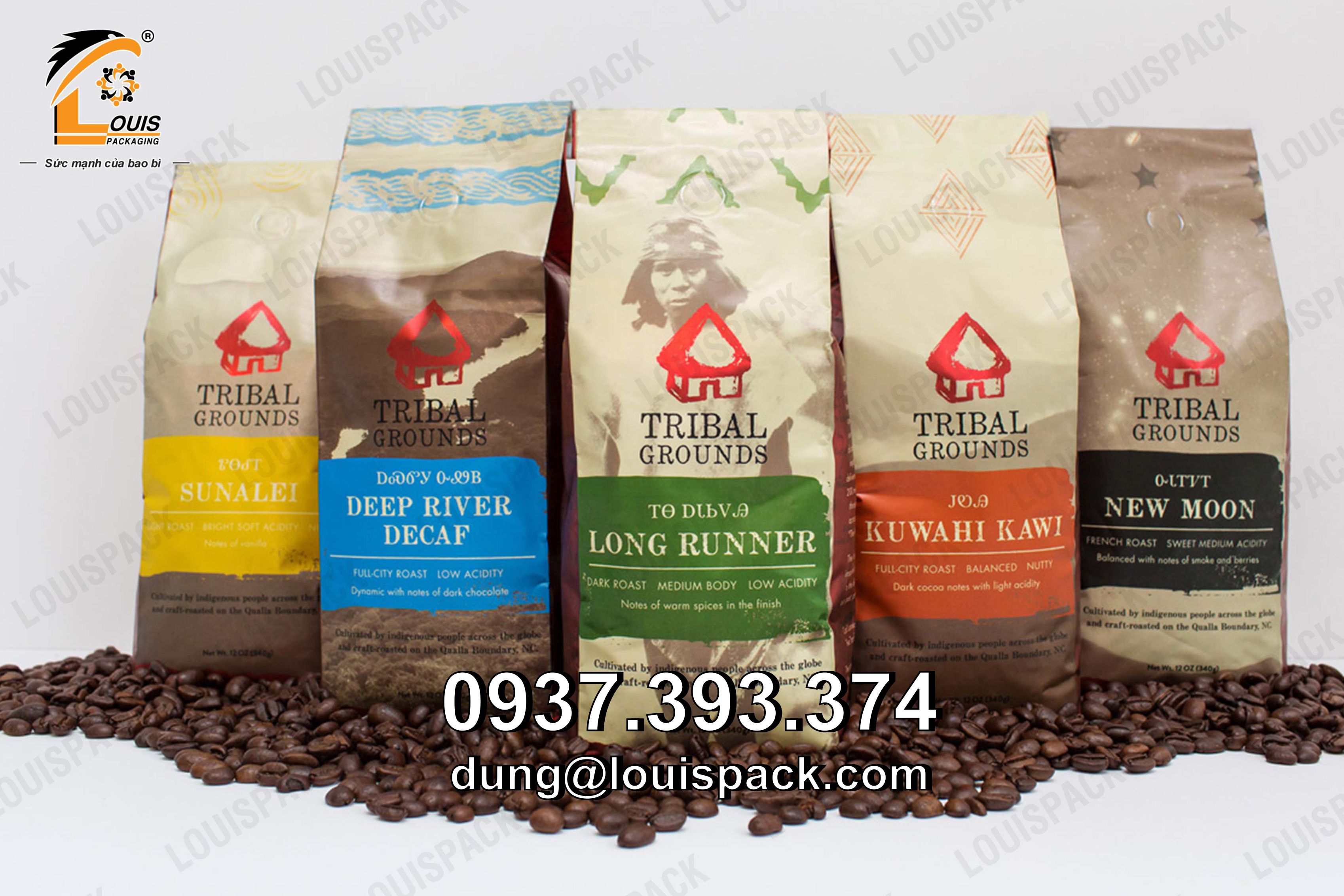 Túi màng ghép đựng cà phê, cuộn màng đựng cà phê