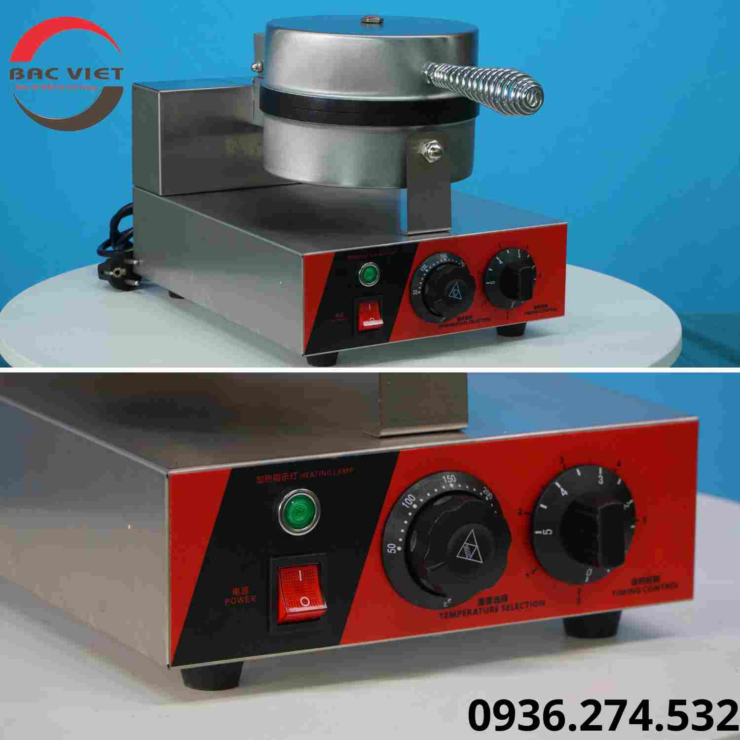 Máy làm bánh Waffle đơn khuôn tròn dùng điện