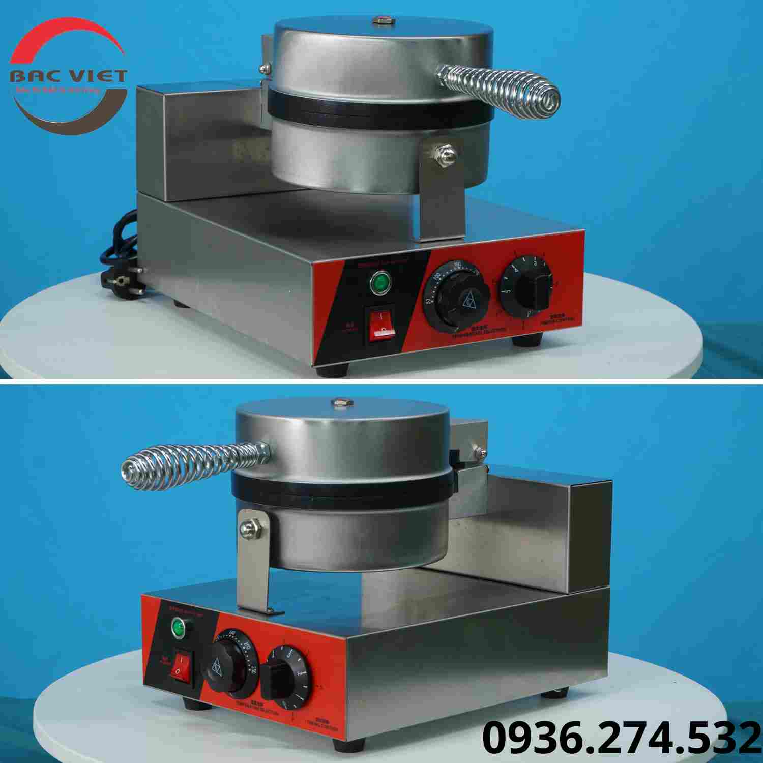 Máy làm bánh Waffle đơn khuôn tròn dùng điện