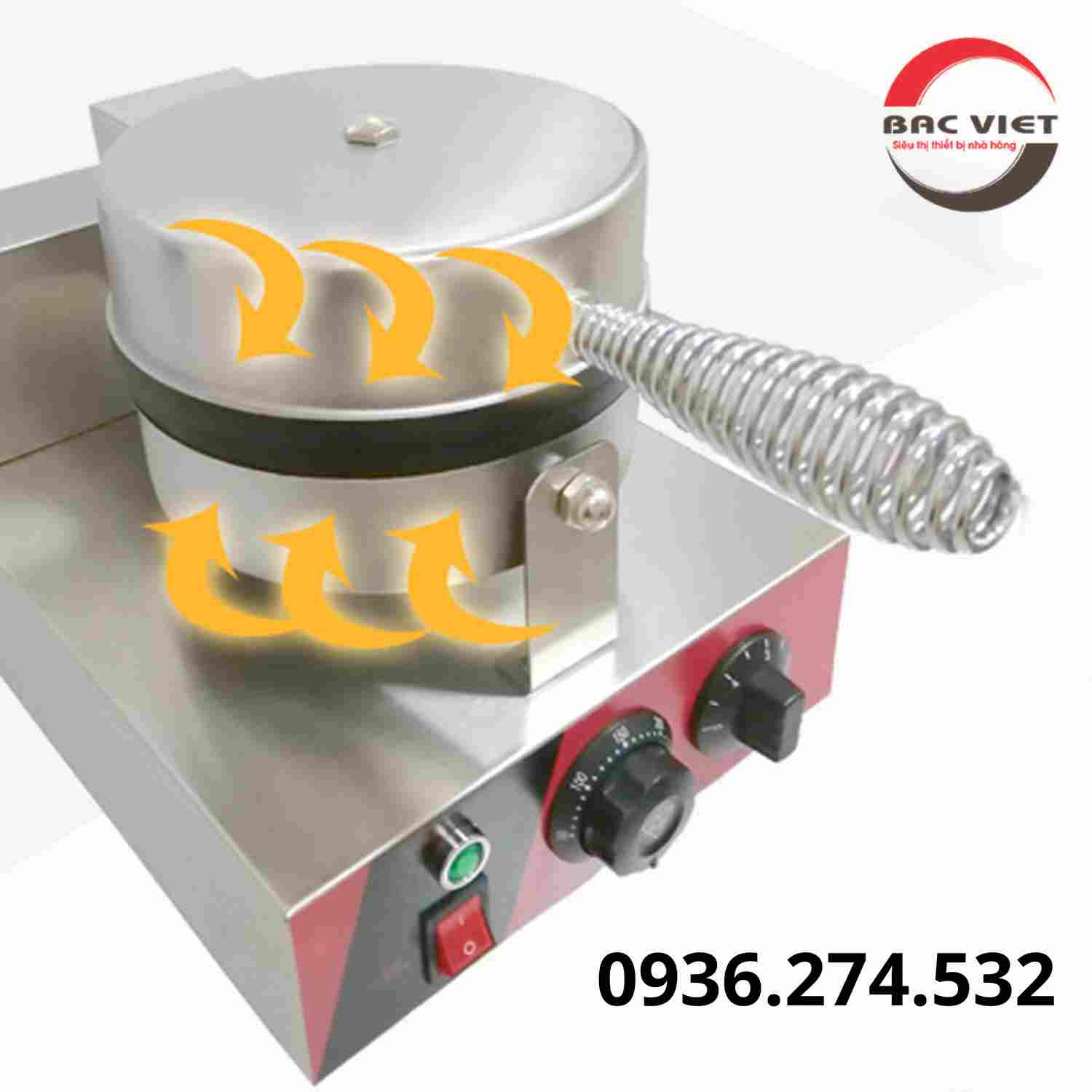 Máy làm bánh Waffle đơn khuôn tròn dùng điện