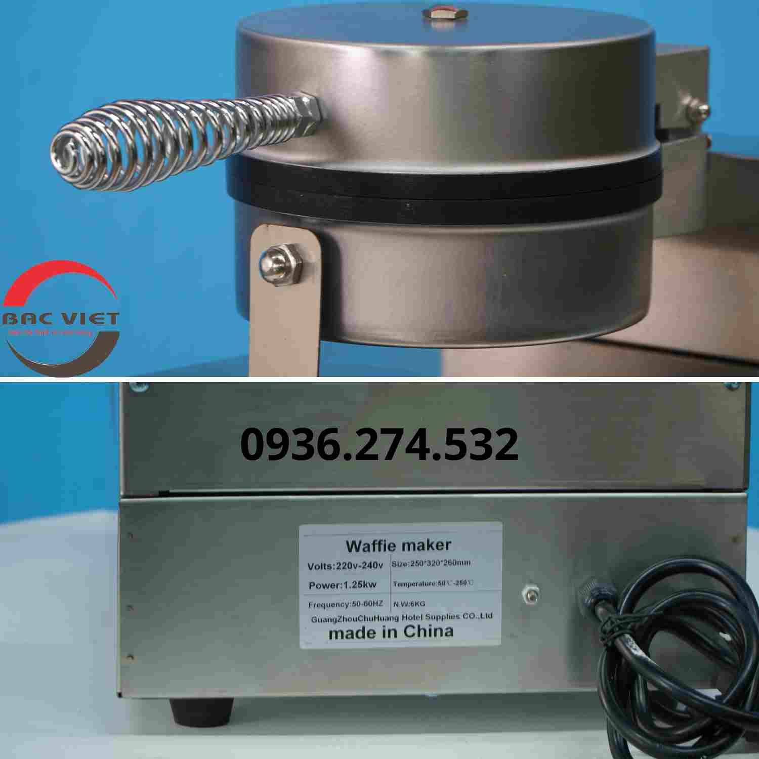 Máy làm bánh Waffle đơn khuôn tròn dùng điện