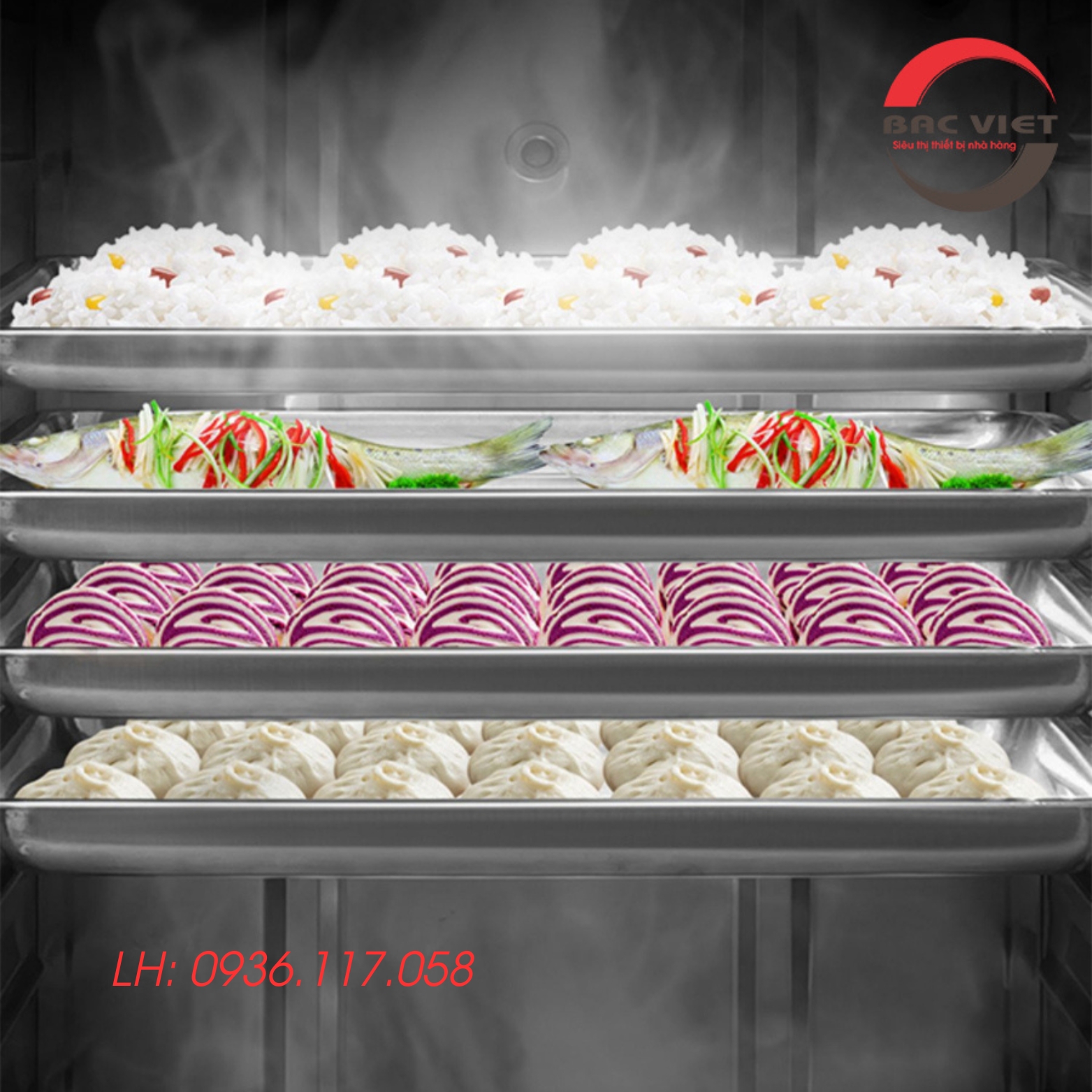 Tủ nấu cơm điện công nghiệp chính hãng 12 khay