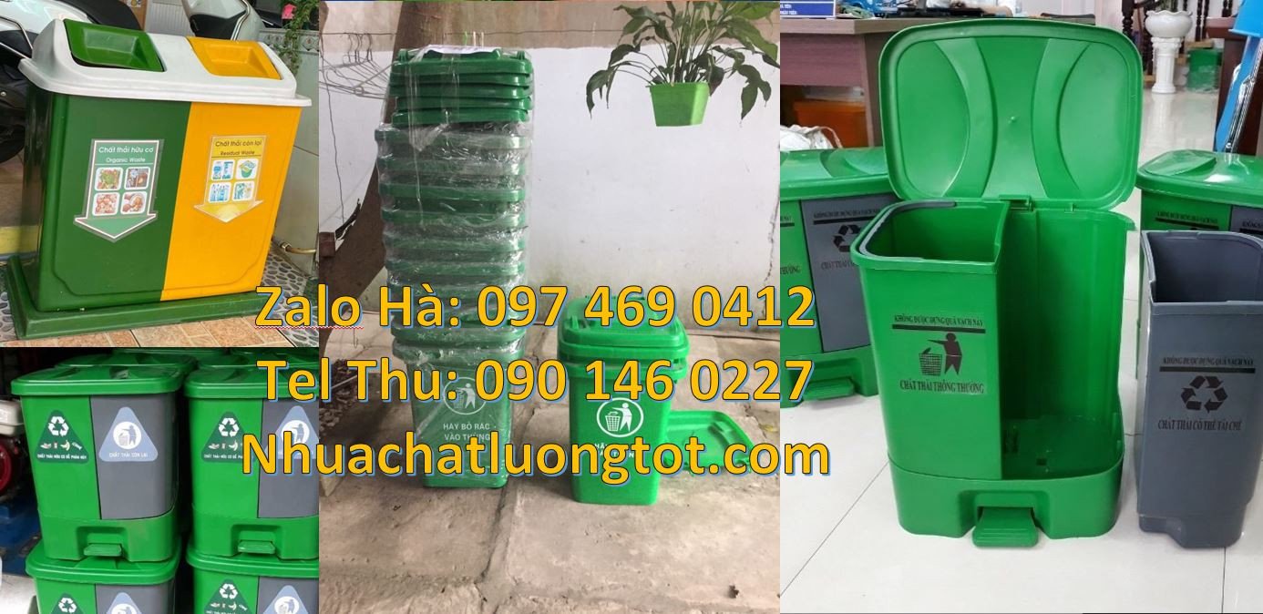 Bán thùng phân loại rác 3 ngăn 3 màu có nắp đậy,thùng rác 2 ngăn đẹp