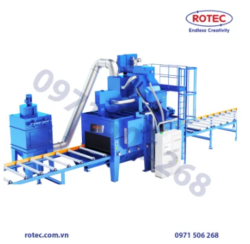 Máy phun bi băng tải con lăn Rotec