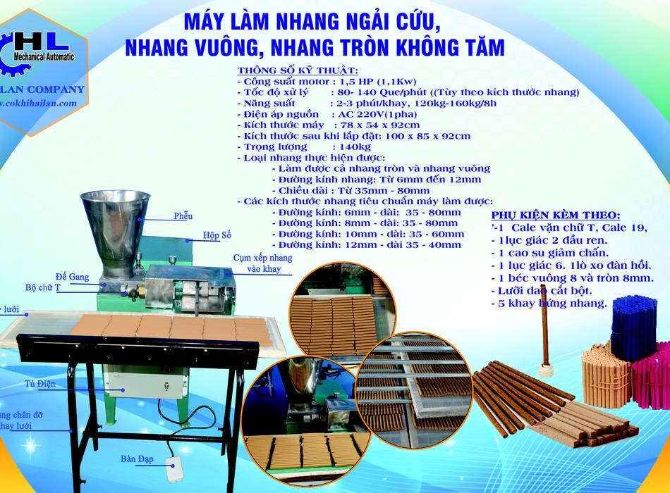 Máy làm nhang dhoop trụ, ngải cứu loại nhỏ