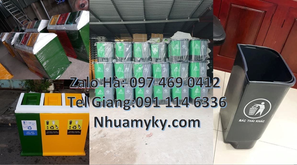 Bán thùng phân loại rác 3 ngăn có nắp đậy,thùng phân loại rác 2 ngăn à