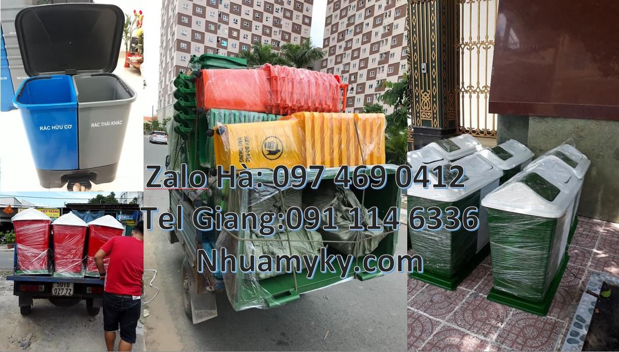 Bán thùng phân loại rác 3 ngăn có nắp đậy,thùng phân loại rác 2 ngăn à