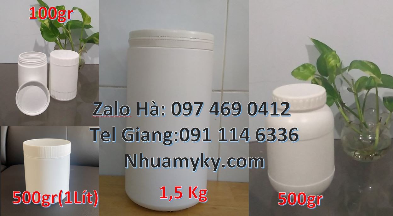 Hũ 200g đựng gia vị,hũ nhựa 500g đựng hóa chất,hũ nhựa hdpe giá rẻ hcm