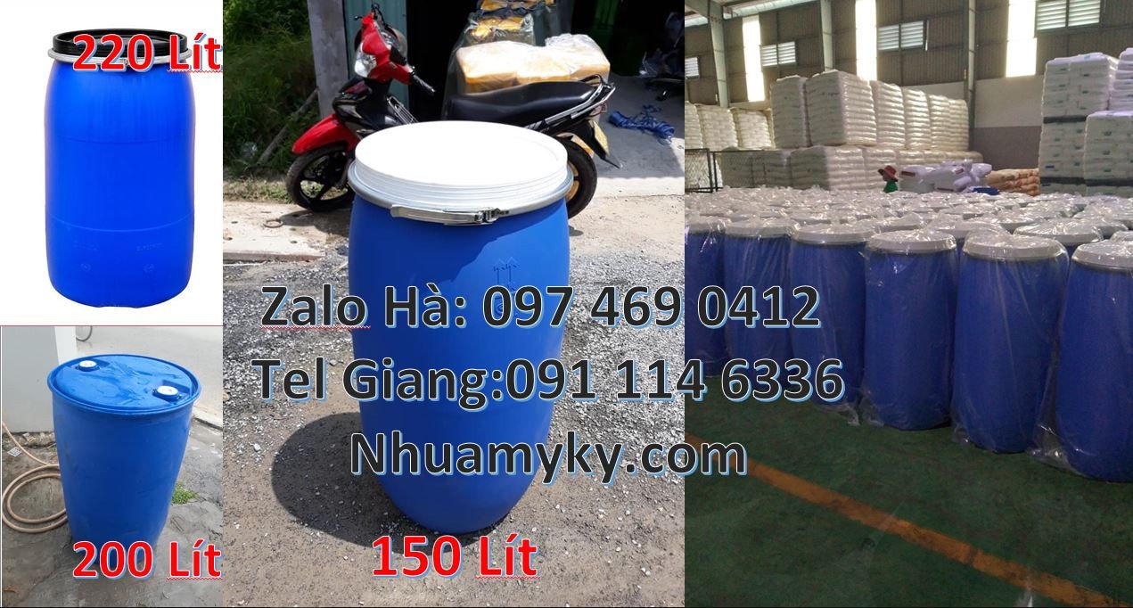 Bán thùng phuy nhựa 120l màu xanh,thùng phuy 220l nắp mở,phụy nhựa hdp