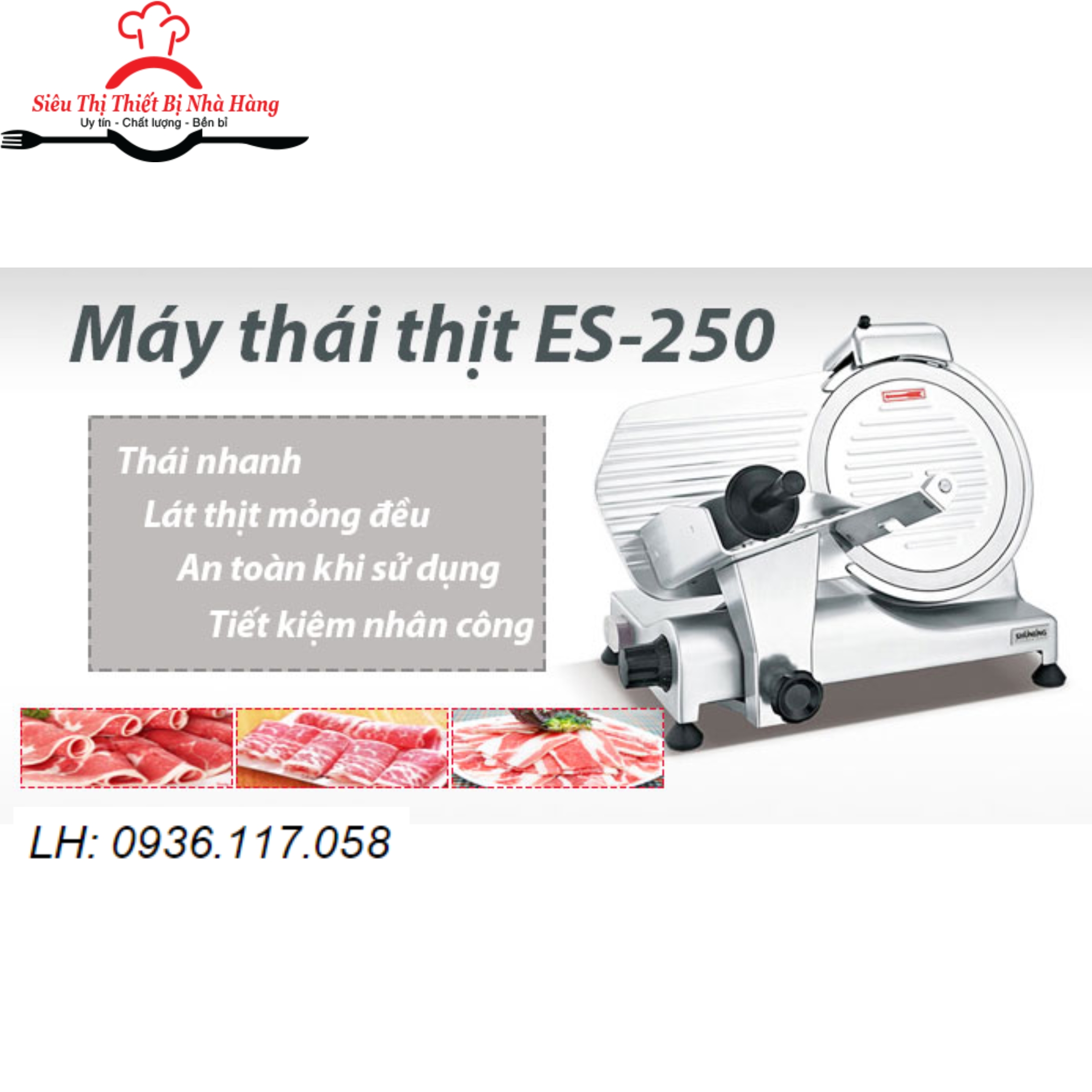 Máy cắt thịt chín, thịt đông lạnh, se lạnh bán tự động ES-250