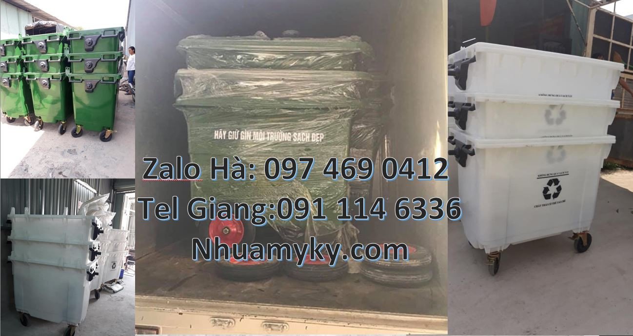 Bán xe thu gom rác cỡ lớn bánh hơi, xem thu gom rác 660l 4 bánh xe cao