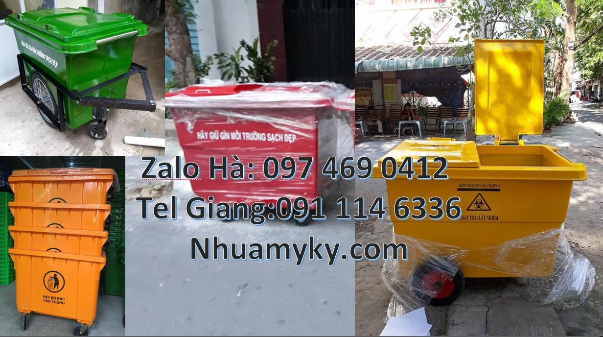 Bán xe thu gom rác cỡ lớn bánh hơi, xem thu gom rác 660l 4 bánh xe cao
