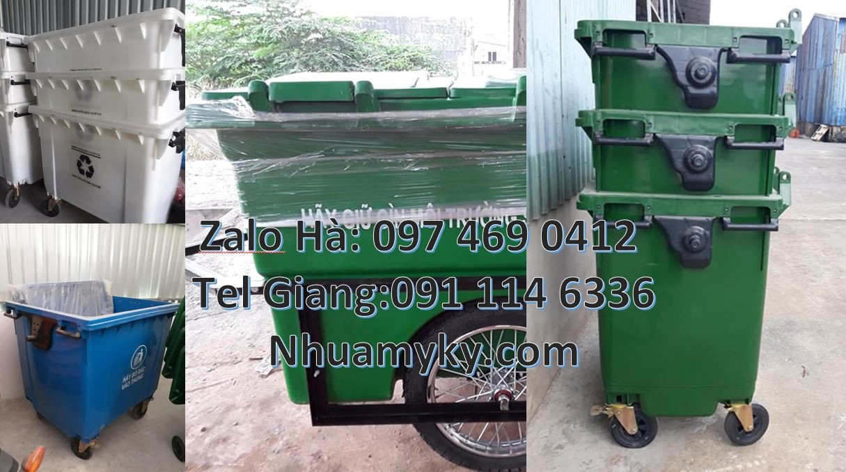 Bán xe thu gom rác cỡ lớn bánh hơi, xem thu gom rác 660l 4 bánh xe cao