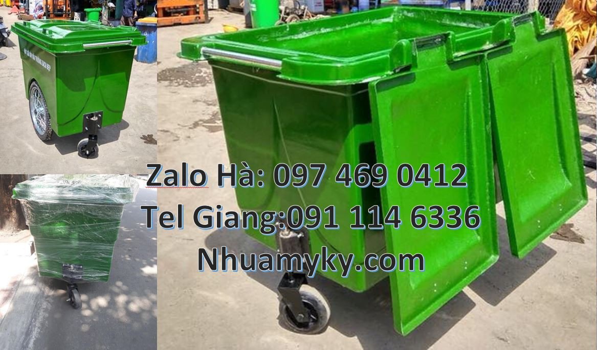 Bán xe thu gom rác cỡ lớn bánh hơi, xem thu gom rác 660l 4 bánh xe cao