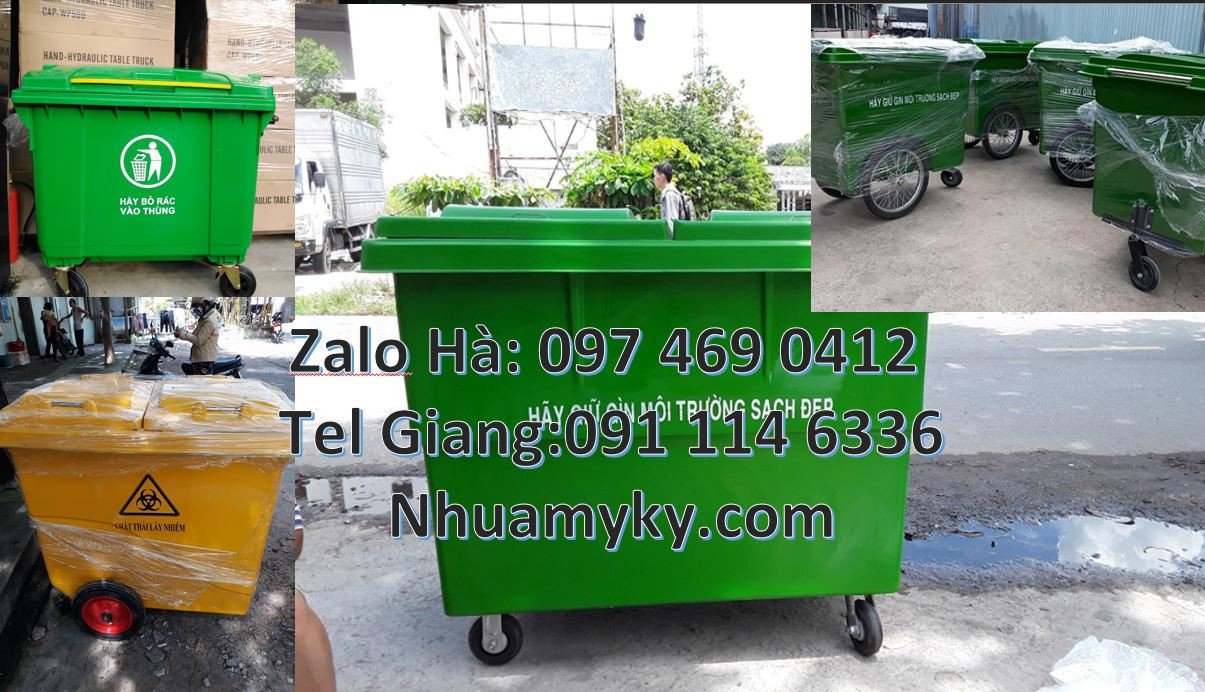 Bán xe thu gom rác cỡ lớn bánh hơi, xem thu gom rác 660l 4 bánh xe cao