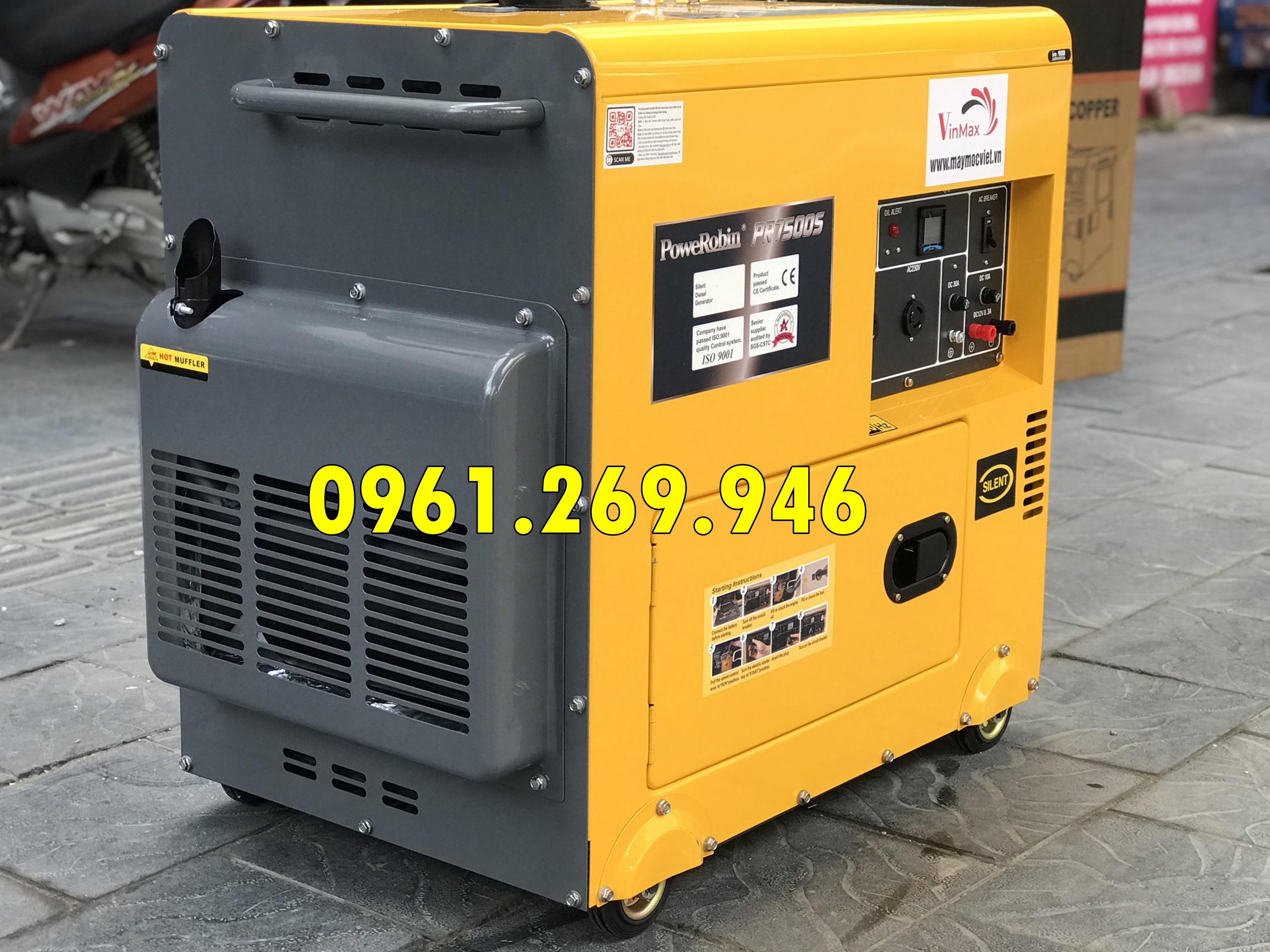 Máy phát điện 6kw chạy dầu Powerobin PR7500S