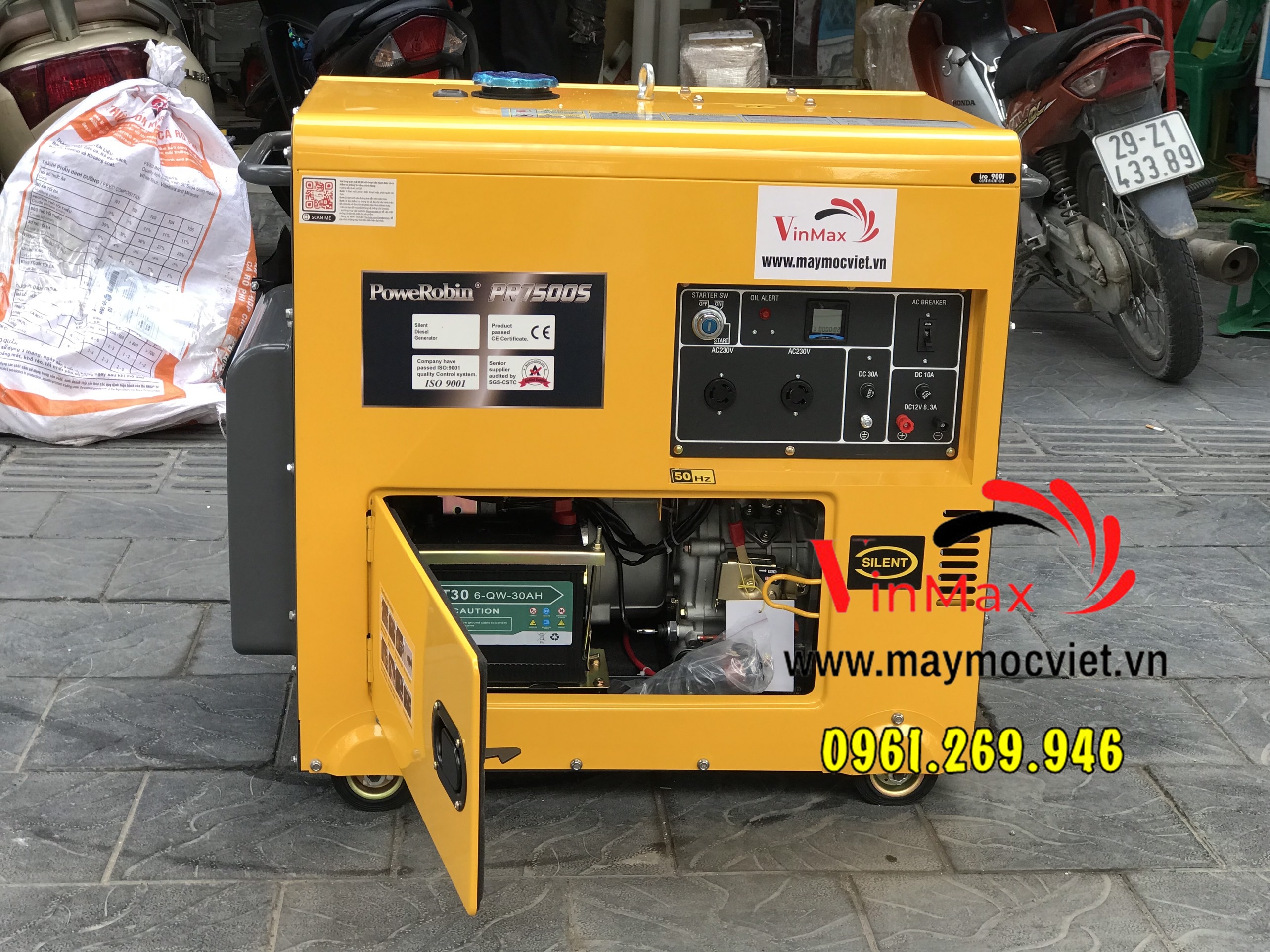 Máy phát điện 6kw chạy dầu Powerobin PR7500S