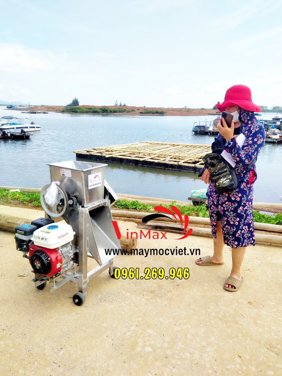 Máy thái cá mồi - máy thái cá tươi động cơ xăng giá tốt nhất Quảng Nin