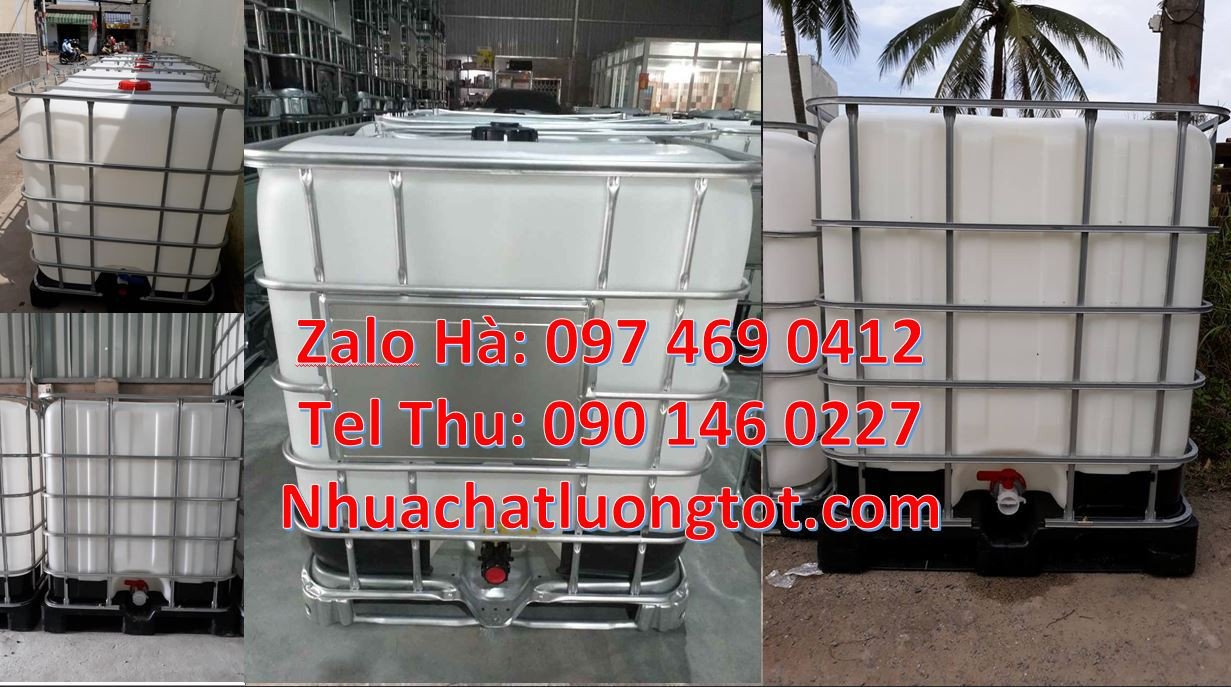 Bán tank nhựa 1000l cỡ lớn màu trắng,thùng nhựa ibc 1000l có khung the