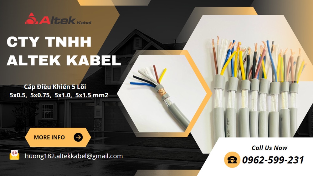 Cáp điều khiển Altek kabel 5 lõi, cáp chống nhiễu, cáp 0.5-1.5 mm2