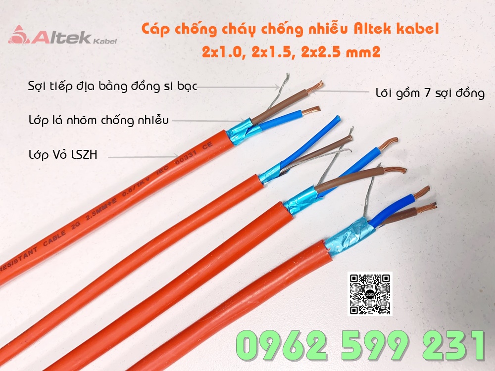 Cáp chống cháy Altek kabel, cáp chậm cháy, cáp chống nhiễu