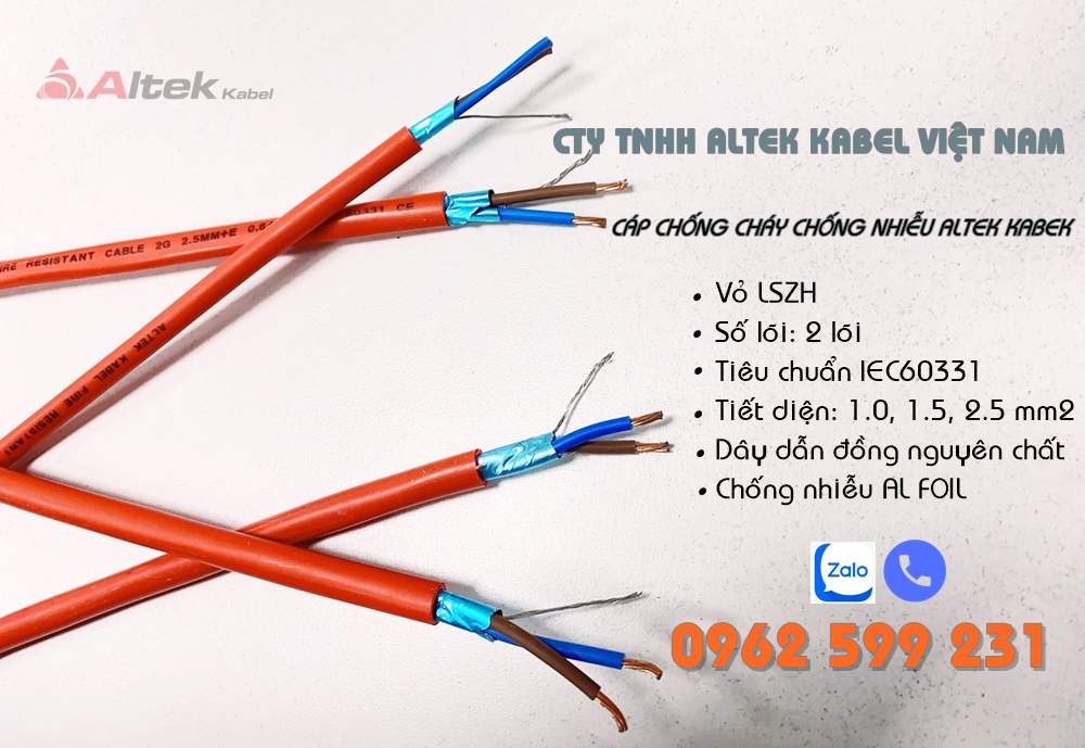 Cáp chống cháy Altek kabel, cáp chậm cháy, cáp chống nhiễu