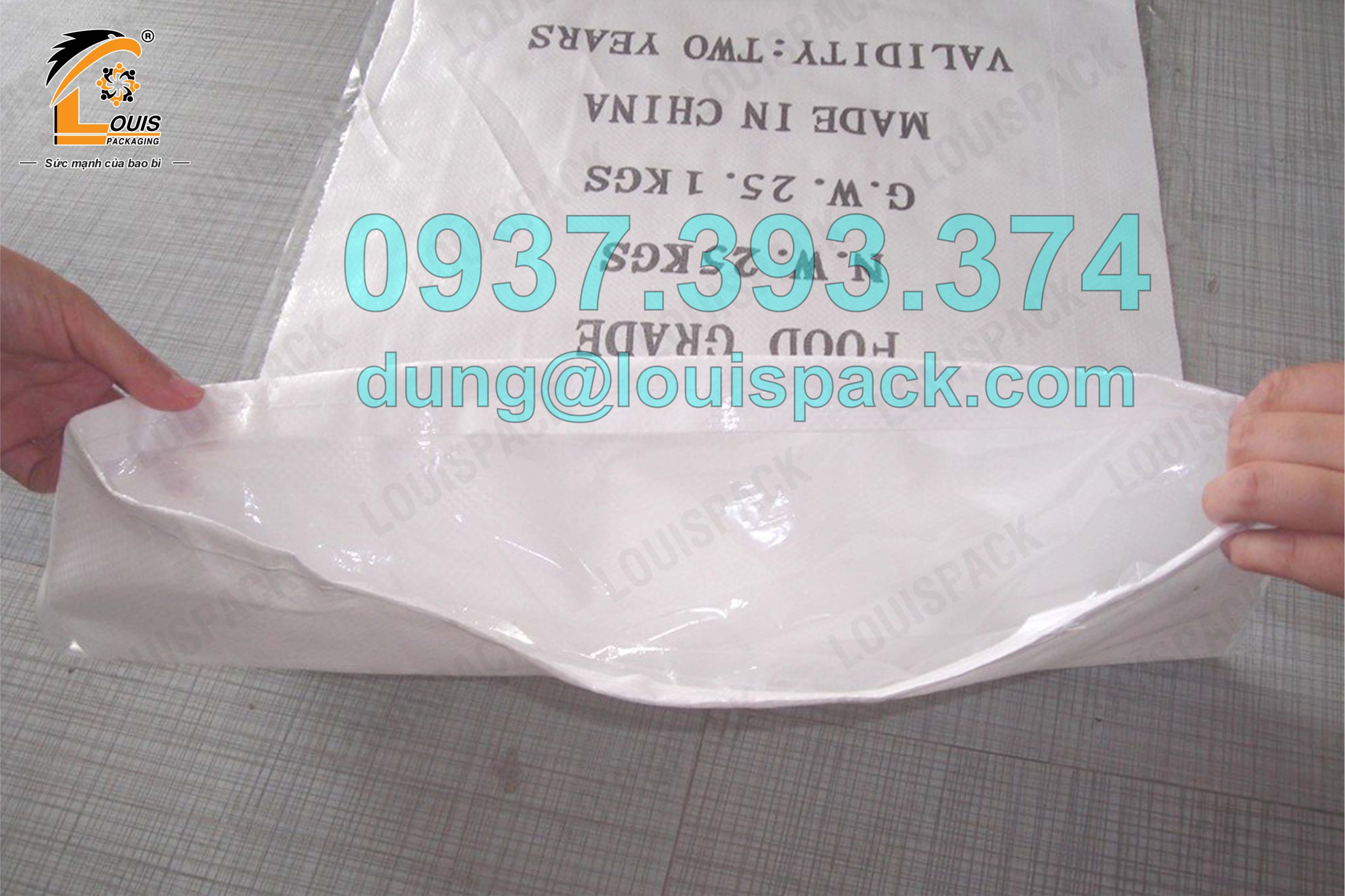 Bao PP dệt trắng đựng 25kg hạt nhựa kèm túi lồng PE